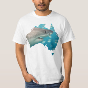 Australische Kontur Gestalt Weißer Hai T-Shirt