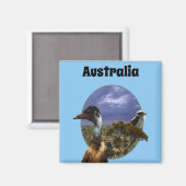 Australische Kookaburra und Emu, Kühlschrankmagnet (Vorderseite/Rückseite)