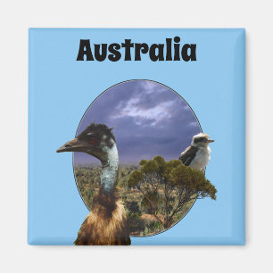 Australische Kookaburra und Emu, Kühlschrankmagnet