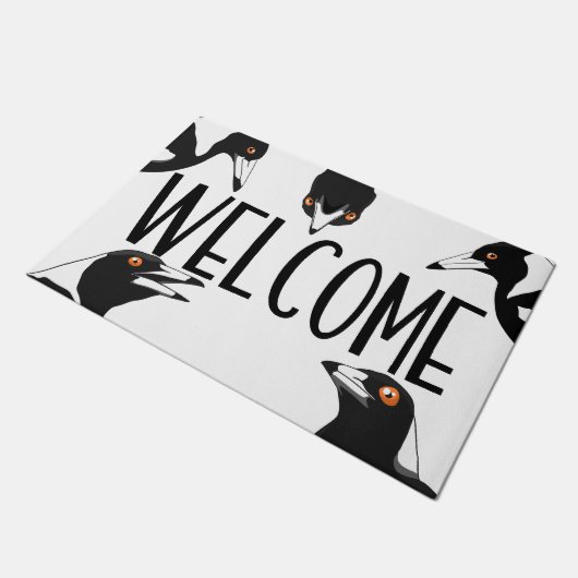 Australische Magpie Begrüßungsmatte Fußmatte (Schrägansicht)