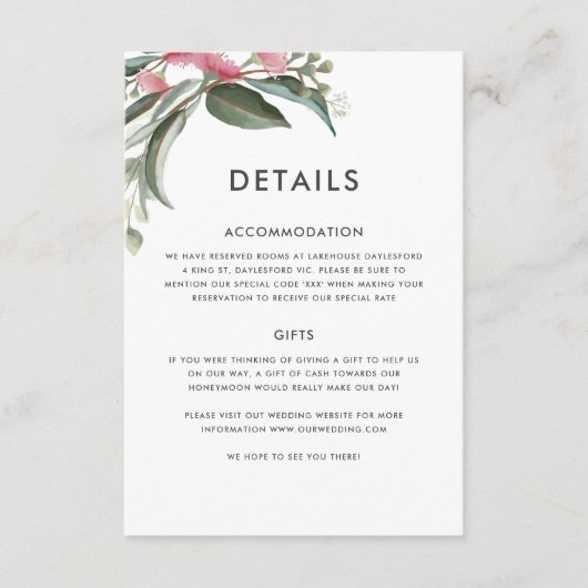 Australische Nationale Gum Leaf Details Card Begleitkarte (Vorderseite)