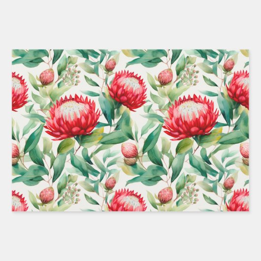 Australische Native Protea Blume Geschenkpapier Set (Vorderseite)