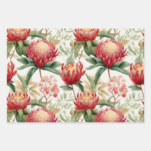 Australische Native Protea Blume II Geschenkpapier Set (Vorderseite)