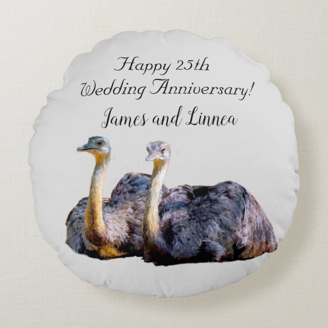 Australische Ostrich Funny Cartoon Illustration Rundes Kissen (Vorderseite)