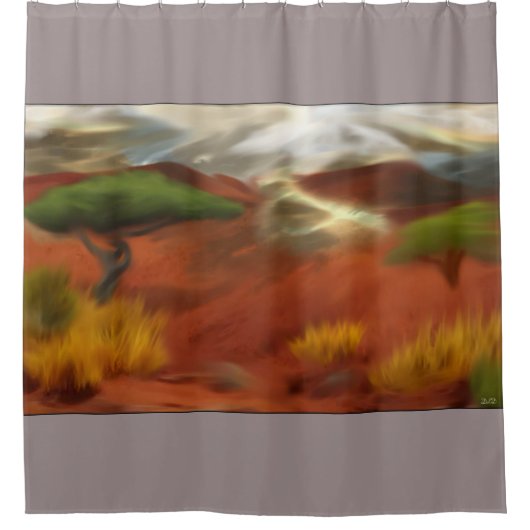 Australische Outback Dawn Abstrakt Art Duschvorhang (Vorderseite)