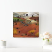 Australische Outback Dawn Abstrakt Art Quadratische Wanduhr (Zuhause)