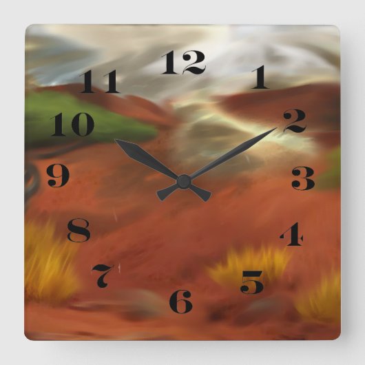 Australische Outback Dawn Abstrakt Art Quadratische Wanduhr (Vorderseite)