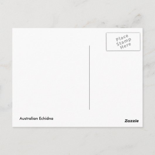 Australische Postkarte Echidna (Rückseite)