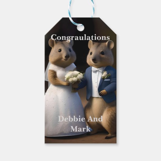 Australische Quokka heiraten mich, Hochzeit Geschenkanhänger (Vorderseite)