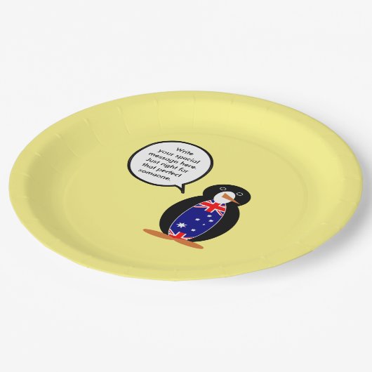 Australische Rednerin Penguin Personalisiert Pappteller (Schrägansicht)
