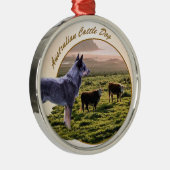 Australische Rind Dog Art Silbernes Ornament (Rechts)