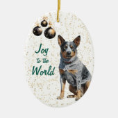 Australische Rind Dog Joy to the World Christmas Keramik Ornament (Vorne)