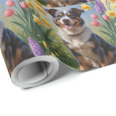 Australische Rind Dog Spring Blumen Malerei Geschenkpapier (Rolleneckpunkt)