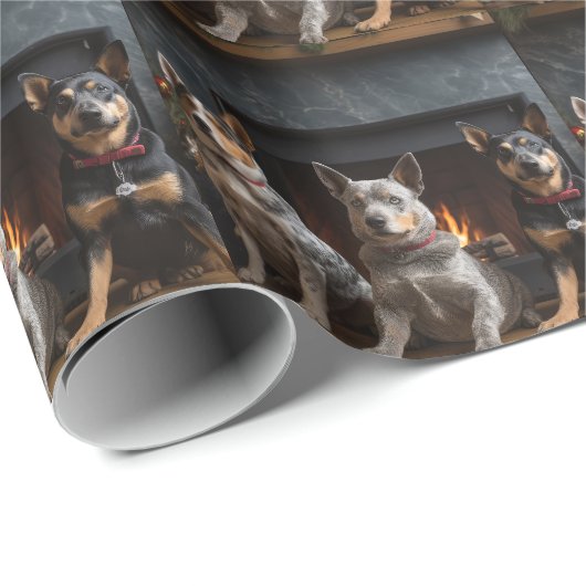 Australische Rinder am Feuerplatz Weihnachten Geschenkpapier (Rolleneckpunkt)