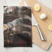 Australische Rinder am Feuerplatz Weihnachten Geschirrtuch (Viertel Falte)