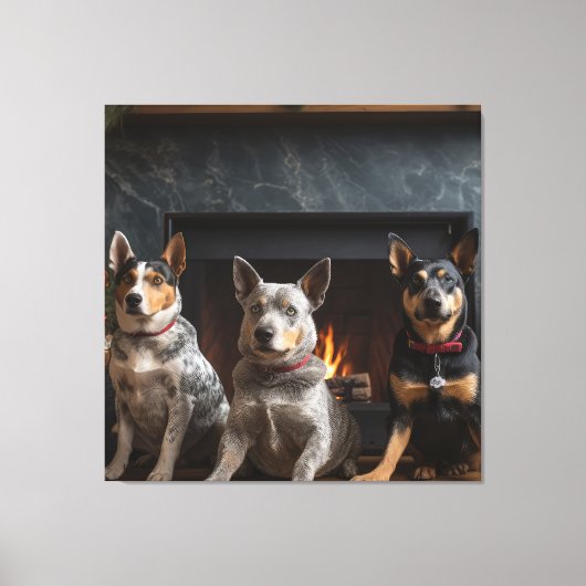 Australische Rinder am Feuerplatz Weihnachten Leinwanddruck (Vorderseite)