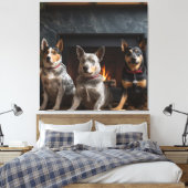 Australische Rinder am Feuerplatz Weihnachten Leinwanddruck (Insitu (Schlafzimmer))