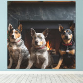 Australische Rinder am Feuerplatz Weihnachten Leinwanddruck (Insitu (Holzboden))