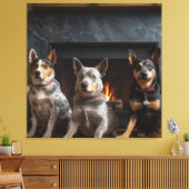 Australische Rinder am Feuerplatz Weihnachten Leinwanddruck (Insitu (Wohnzimmer))