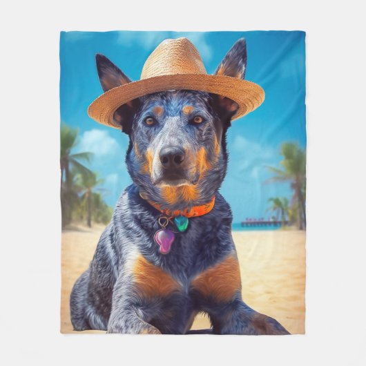 Australische Rinder am Strand, Hunde liebt Sommerg Fleecedecke (Vorderseite)