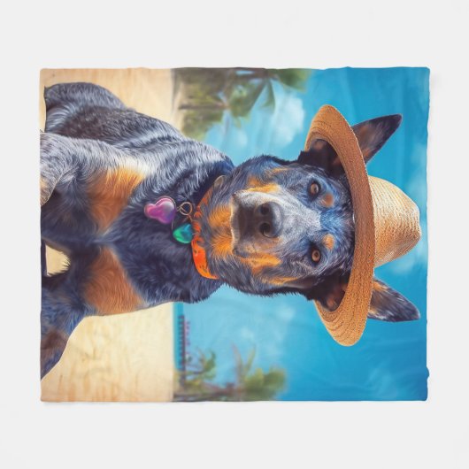 Australische Rinder am Strand, Hunde liebt Sommerg Fleecedecke (Vorderseite (Horizontal))