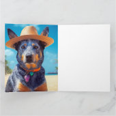 Australische Rinder am Strand, Hunde liebt Sommerg Karte (Innenseite)