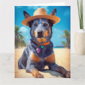 Australische Rinder am Strand, Hunde liebt Sommerg Karte (Vorderseite)