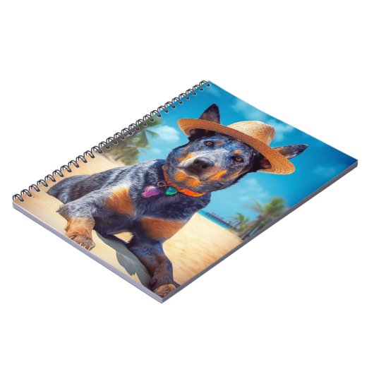 Australische Rinder am Strand, Hunde liebt Sommerg Notizblock (Linke Seite)