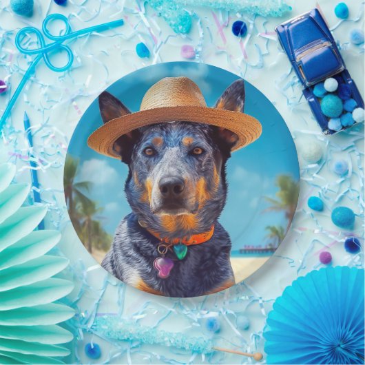 Australische Rinder am Strand, Hunde liebt Sommerg Pappteller (Party)