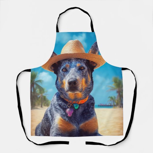 Australische Rinder am Strand, Hunde liebt Sommerg Schürze (Vorderseite)