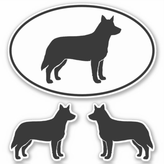 Australische Rinder Hunde Heeler Silhouette Sticke Aufkleber (Vorderseite)