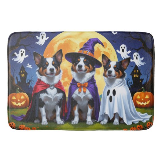 Australische Rinder Hunde Pumpkin Halloween Funny Badematte (Vorderseite)