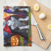 Australische Rinder Hunde Pumpkin Halloween Funny Geschirrtuch (Viertel Falte)