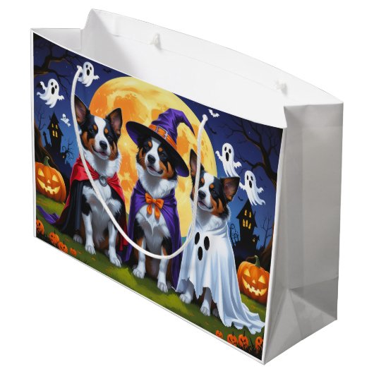 Australische Rinder Hunde Pumpkin Halloween Funny Große Geschenktüte (Rückseite Schrägansicht)