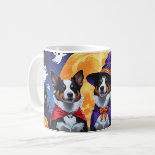 Australische Rinder Hunde Pumpkin Halloween Funny Kaffeetasse (Vorderseite Links)