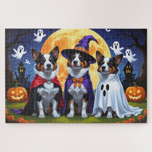 Australische Rinder Hunde Pumpkin Halloween Funny Puzzle (Horizontal)