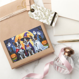 Australische Rinder Hunde Pumpkin Halloween Funny Rechteckiger Aufkleber