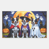 Australische Rinder Hunde Pumpkin Halloween Funny Rechteckiger Aufkleber (Vorderseite)