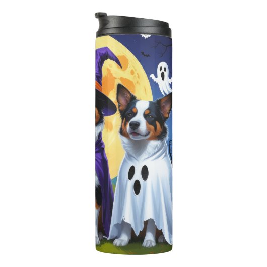 Australische Rinder Hunde Pumpkin Halloween Funny Thermosbecher (Nach rechts gedreht)