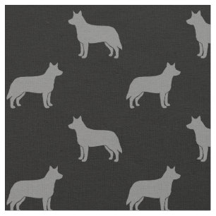 Australische Rinder Hunde Silhouetten Grau und Sch Stoff