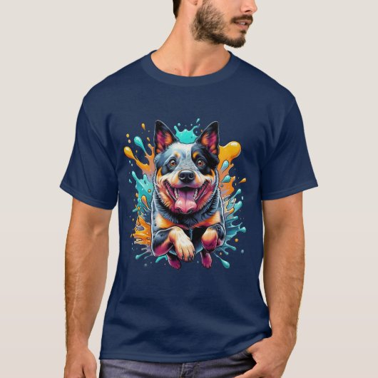Australische Rinder-Hunde-Splash T-Shirt (Vorderseite)