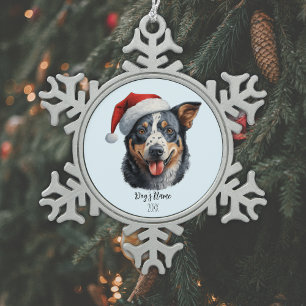 Australische Rinder-Hunde-Weihnachtsmannmütze Pers Schneeflocken Zinn-Ornament