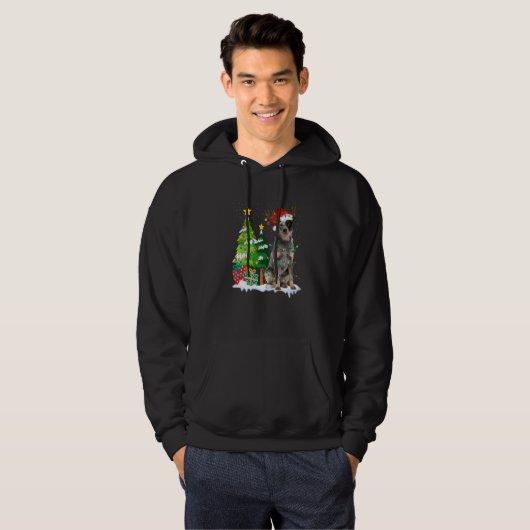 Australische Rinder Hunde Weihnachtsmannmütze Rent Hoodie (Vorne ganz)