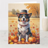 Australische Rinder im Herbst Leaves Erntedank Karte (Vorderseite)