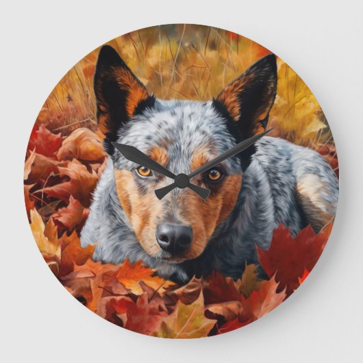 Australische Rinder im Herbst Leaves Fall Inspirie Große Wanduhr (Vorderseite)