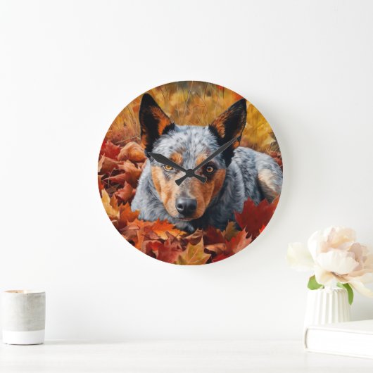 Australische Rinder im Herbst Leaves Fall Inspirie Große Wanduhr (Zuhause)