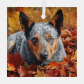 Australische Rinder im Herbst Leaves Fall Inspirie Ornament Aus Glas (Rückseite)