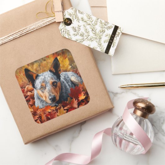 Australische Rinder im Herbst Leaves Fall Inspirie Quadratischer Aufkleber (Schenken)