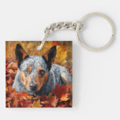 Australische Rinder im Herbst Leaves Fall Inspirie Schlüsselanhänger (Rückseite)