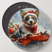 Australische Rinder in Sledge Let it Snow Weihnach Button (Vorne & Hinten)